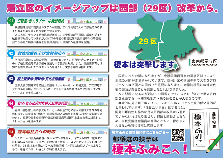 榎本ふみこ選挙ビラ西部29区版中面